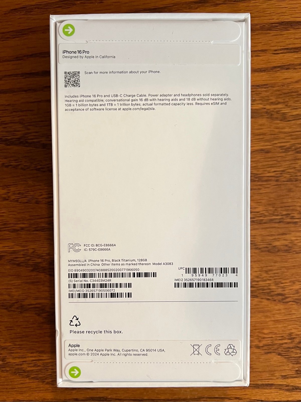 Apple iPhone 16 Pro (Black Titanium) 128GB [NEW - UNLOCKED] 2P16