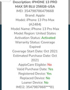 Apple iPhone 13 Pro Max 256GB Unlocked (Cracked Back)+Sony linkbuds 2Q66