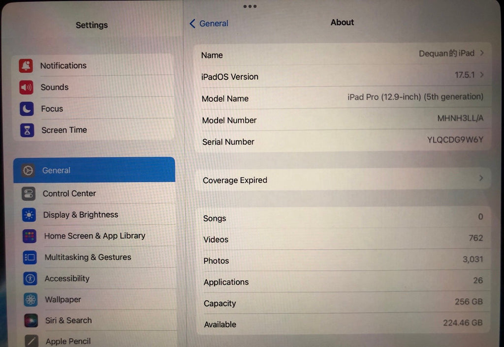 Apple iPad Pro 5th Generation 12.9-inch 256GB WIFI with Apple pencil 2nd 1M21