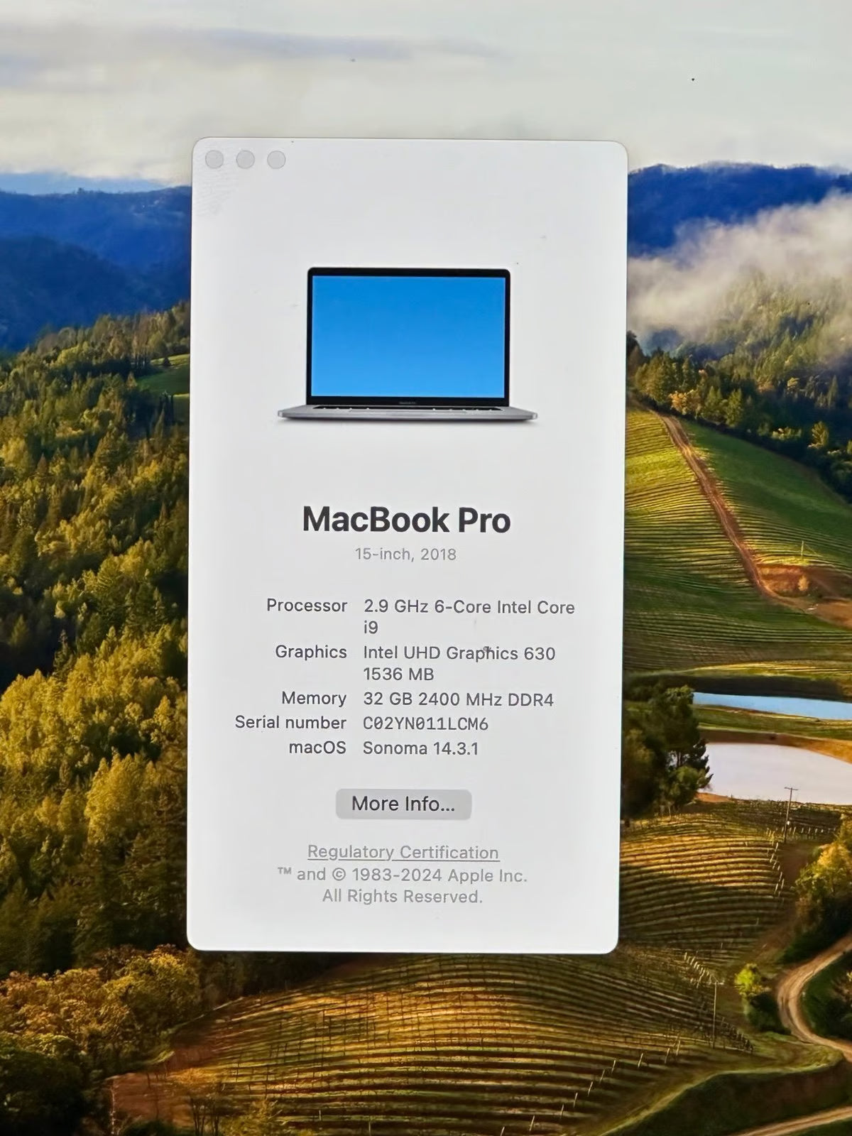 Apple Macbook Pro 2018 15鈥?w/touchbar i9 32gb RAM 1TB SSD (EXCELLENT CONDITION) 8A69