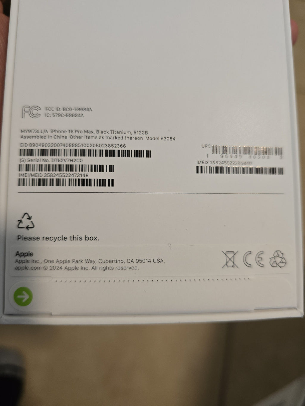 Apple iPhone 15 pro max 1B89