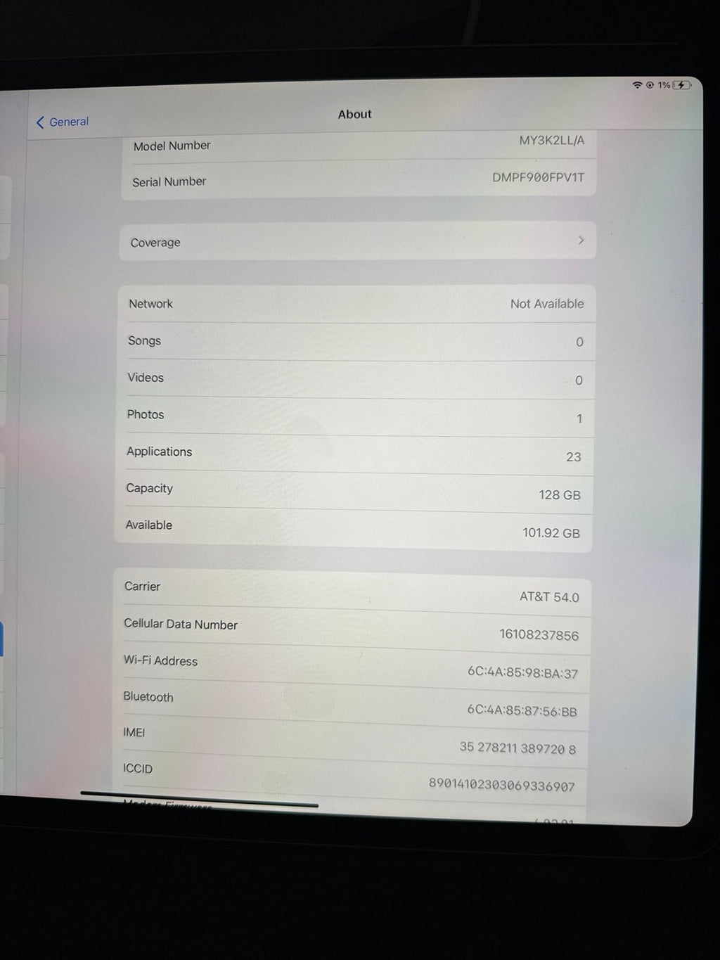 Apple iPad Pro 4th Generation 9H23