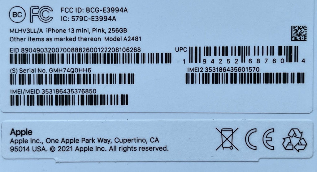 Like New Apple iPhone 13 Mini 256GB Unlocked 5G Cell Phone with Apple Case 2W39