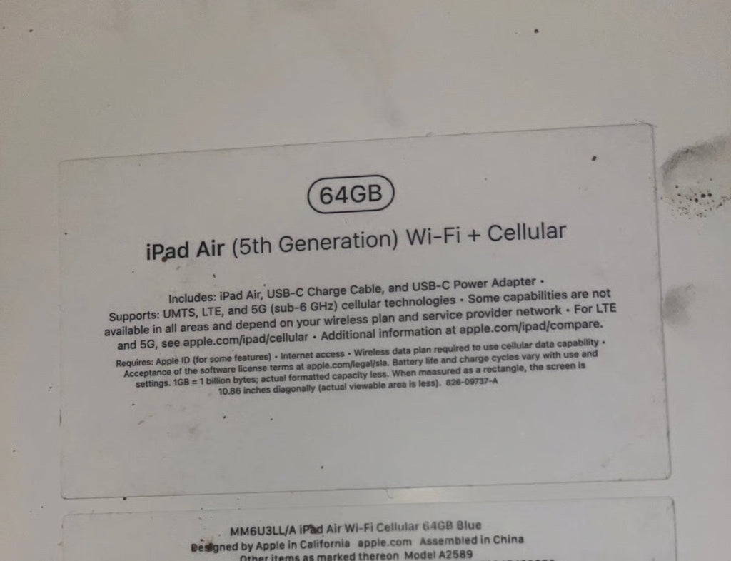 Apple iPad Air 5th Generation 64 GB in Blue 2M72