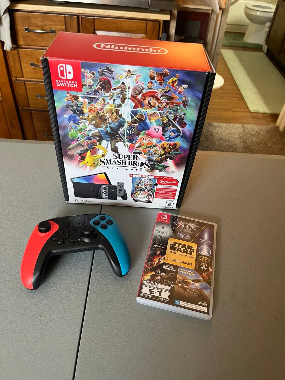 Nintendo Switch OLED system Super Smash Bros Ultimate Bundle 64gb console 6Y22