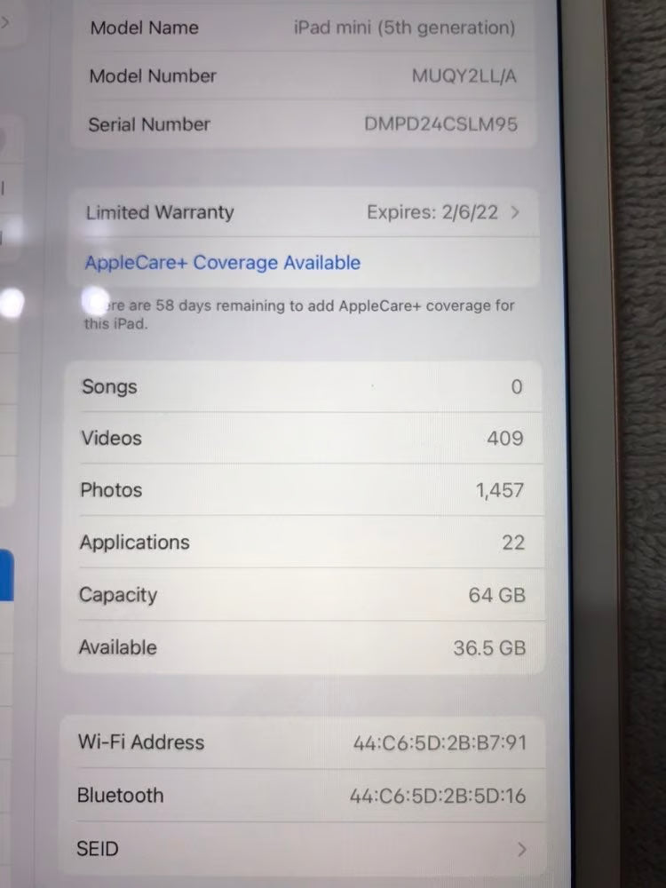Ipad mini gen 5 6P22