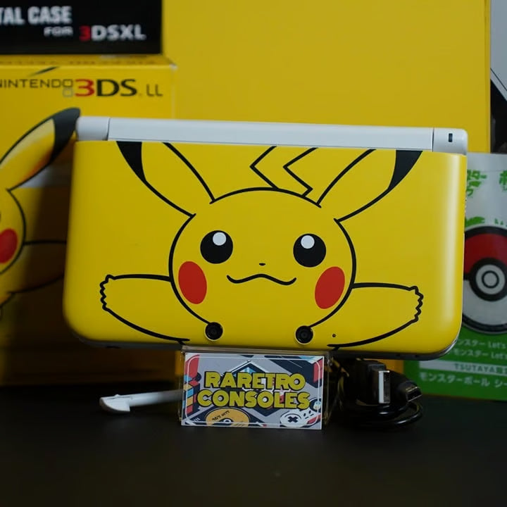 Nintendo 3DS XL Pokemon Yellow (Pikachu) Edition W/ Box, 32GB & 70+ Games