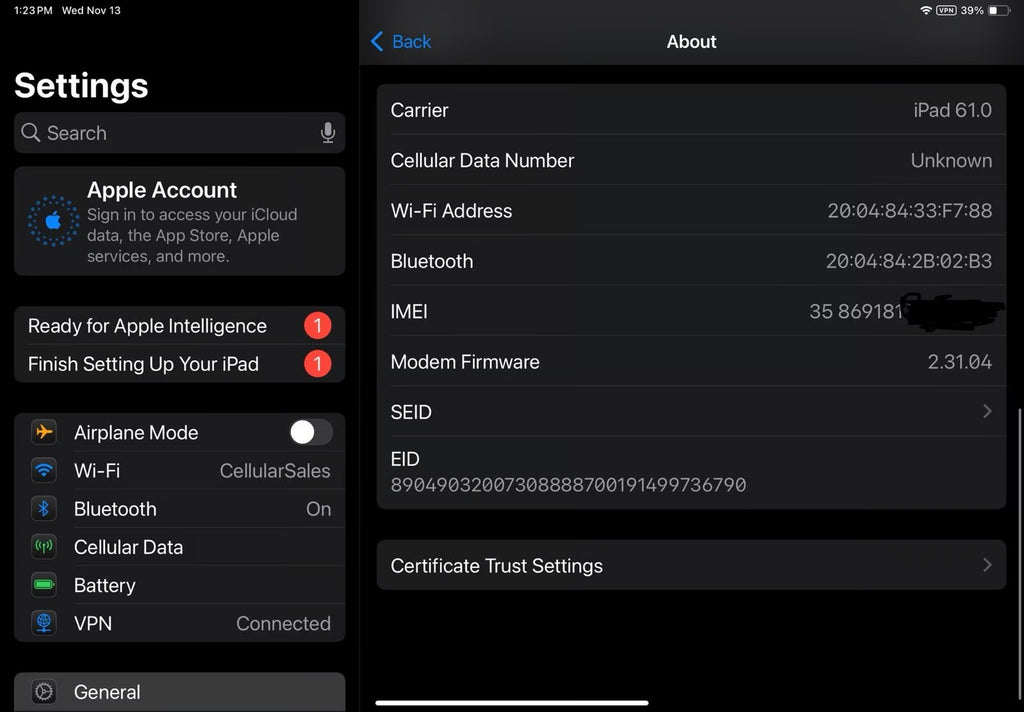 Apple iPad Air M2 128GB WiFi+Cellular 2Q31