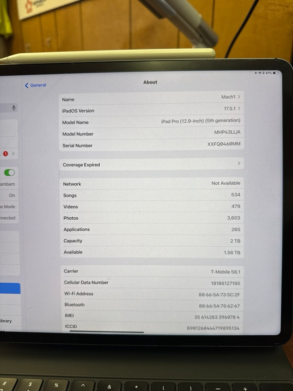 M1 iPad Pro 12.9in 2TB with Cellular 5Q71