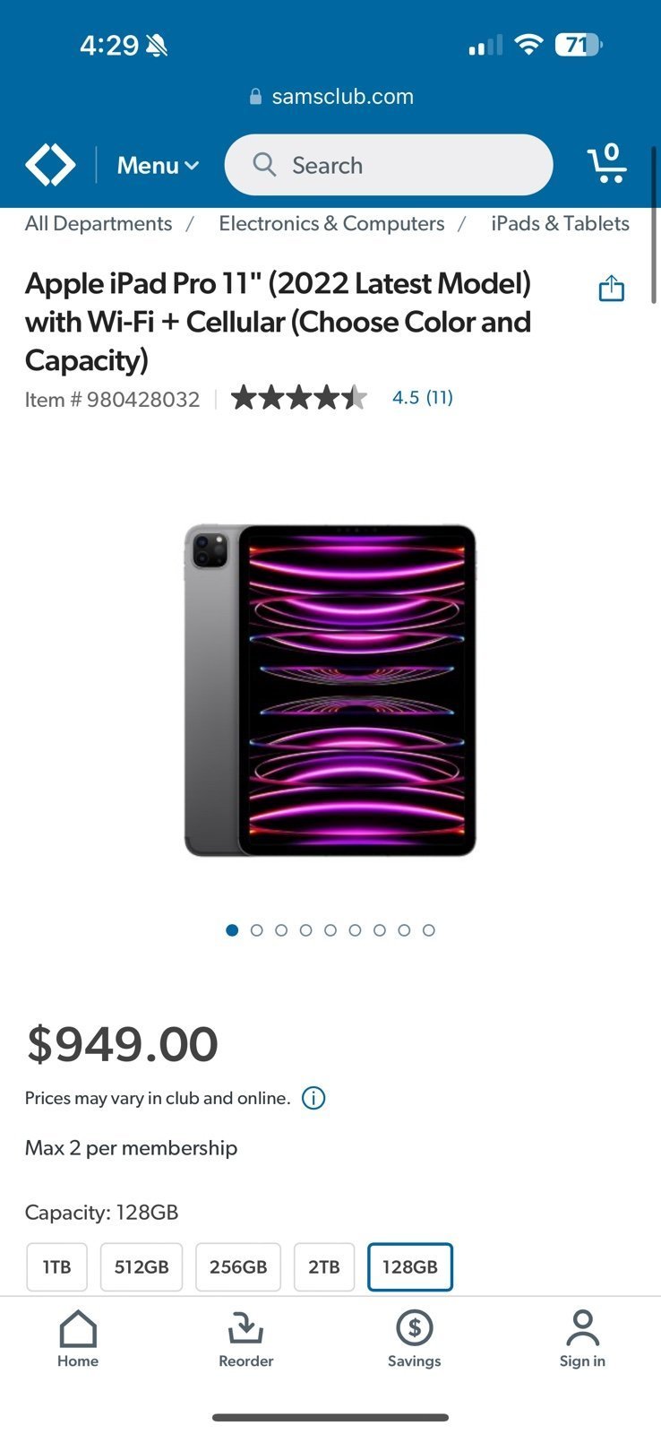 Apple iPad Pro 4th Generation 8O16