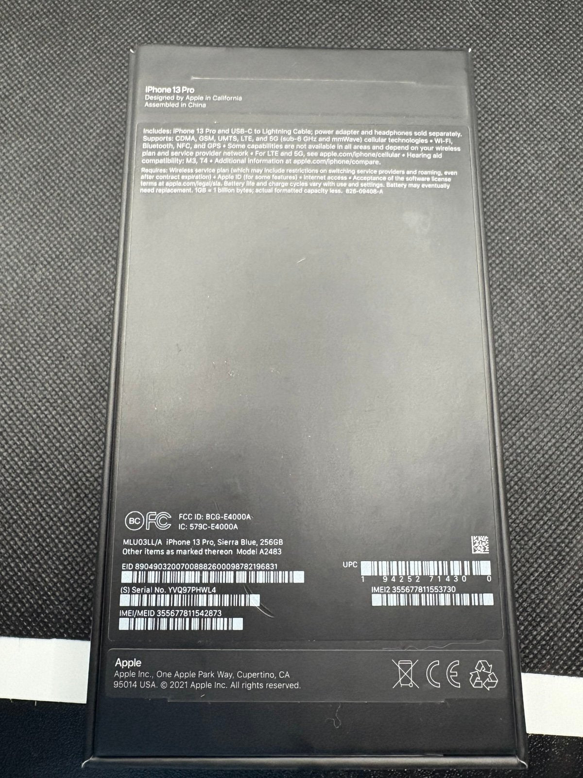 iPhone 13 pro unlocked Serria Blue 5H29