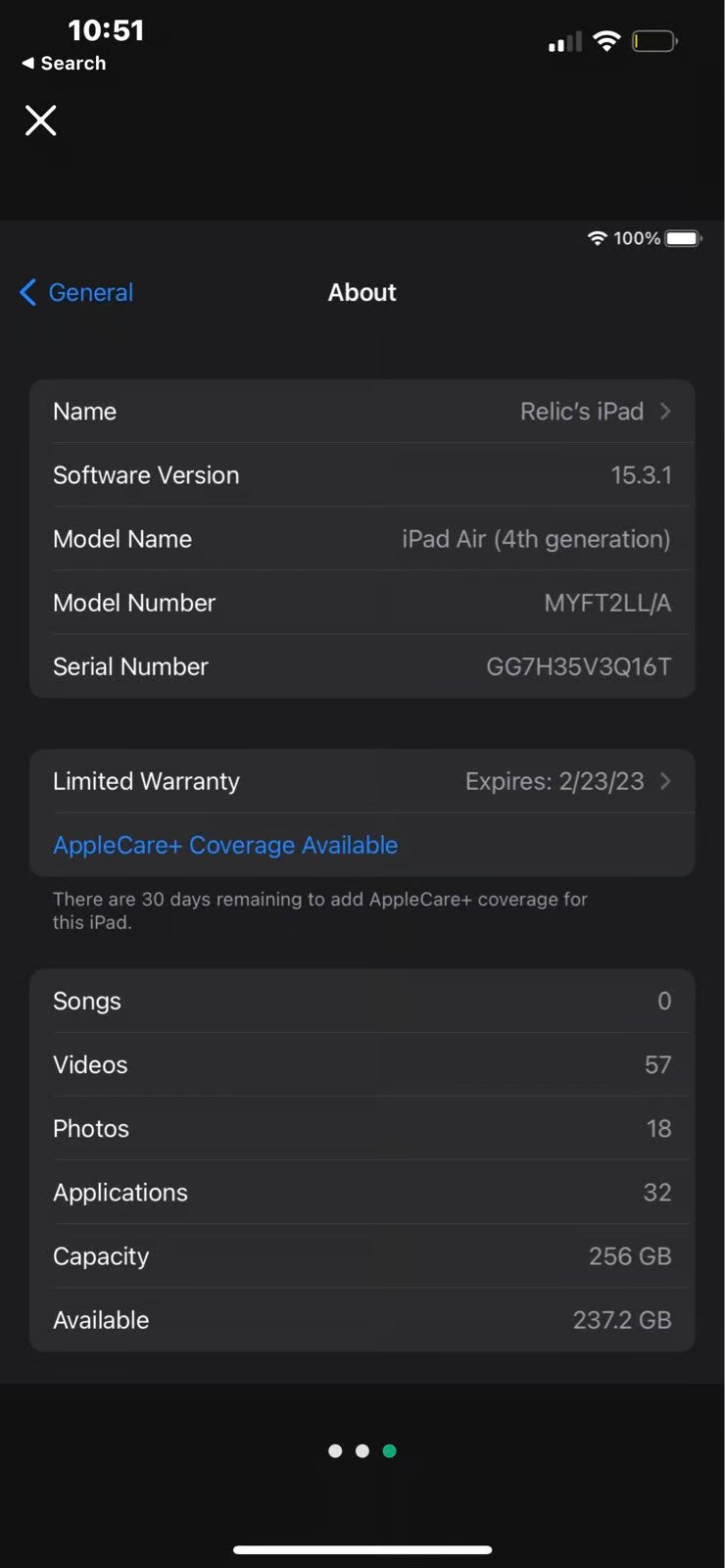 Apple iPad Air 4th Generation 256 GB in Space Gray 5L92