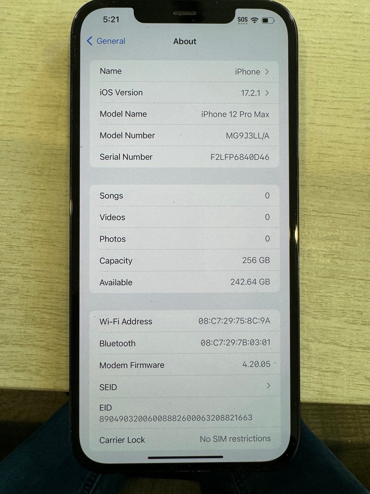 Apple iPhone 12 Pro Max - Unlocked - 256 GB - Pacific Blue 2O29