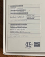 macbook pro 2019 i7 256GB 2.8GHz 16GB memory 6F19