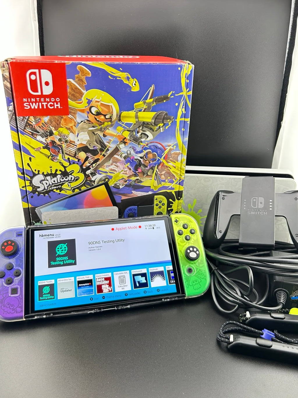 Switch OLED Splatoon edition [MINT] bundle with 512gb sd card preloaded 5D53