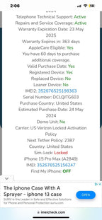 iPhone 15 pro max 256GB 1A61