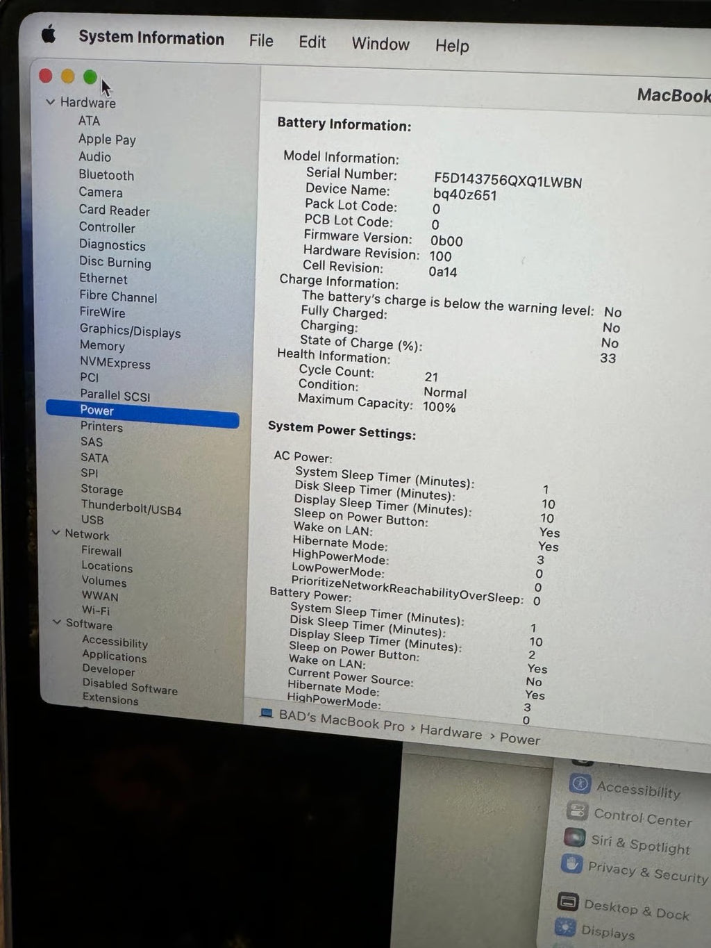 Apple Macbook Pro A2485 16in.  M1 Max 3.2 GHz  1TB SSD 2J95