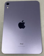 Apple iPad Mini 6th Gen 8.3"" A2567 64B Wi-Fi Only Purple iOS- B-/Screen Burns/S2 2R91