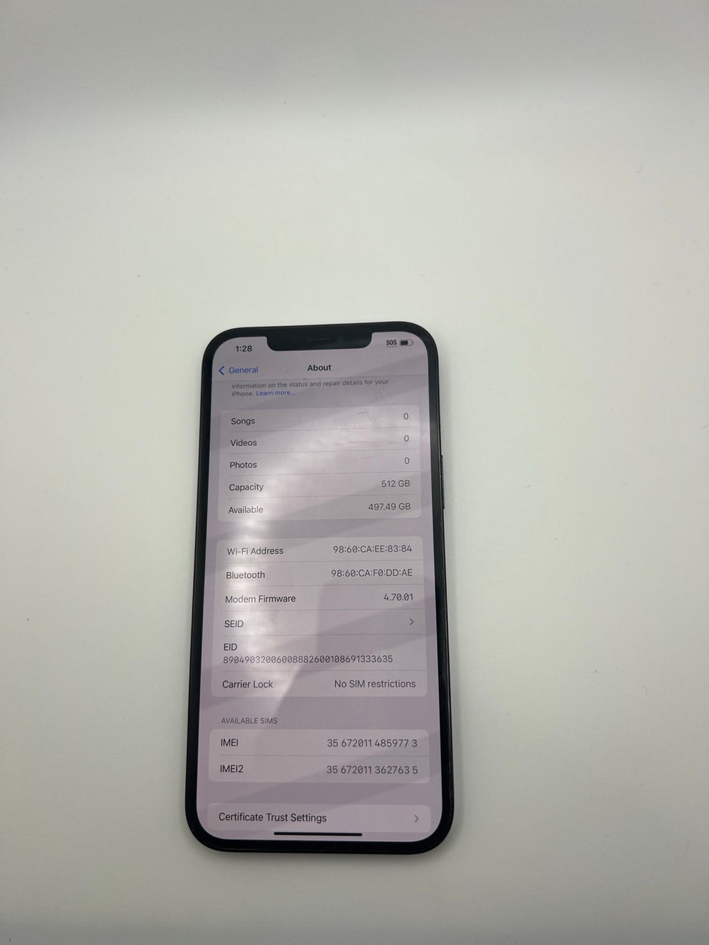 Apple iPhone 12 Pro Max 512 GB Pacific Blue Unlocked 6D65