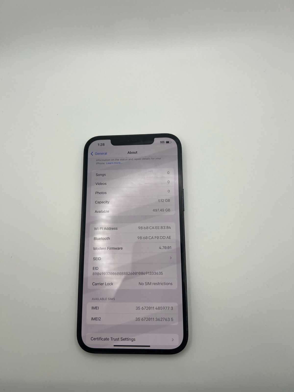 Apple iPhone 12 Pro Max 512 GB Pacific Blue Unlocked 6D65