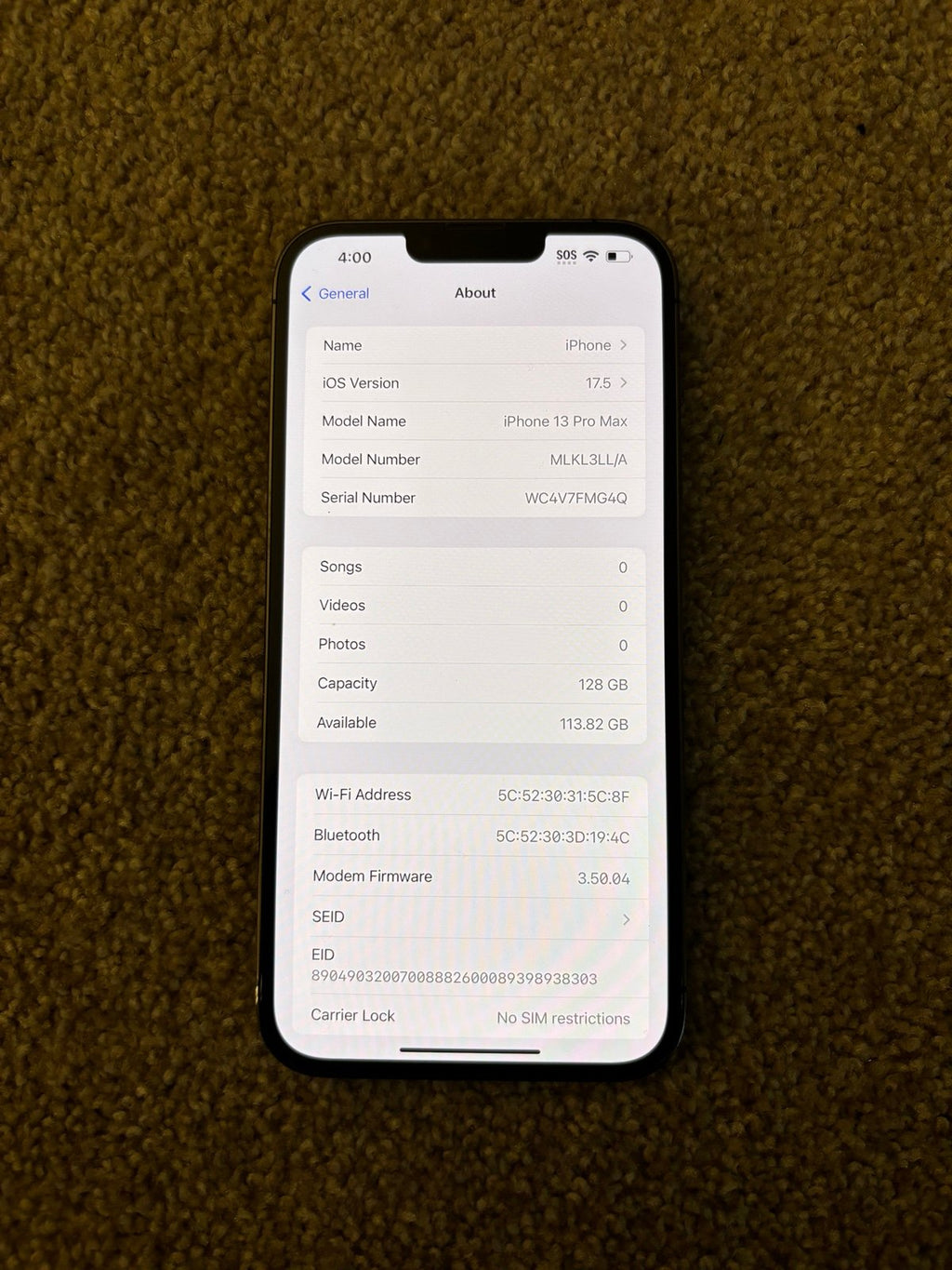 Apple iPhone 13 Pro Max 128 GB in Graphite Unlocked 9Y76
