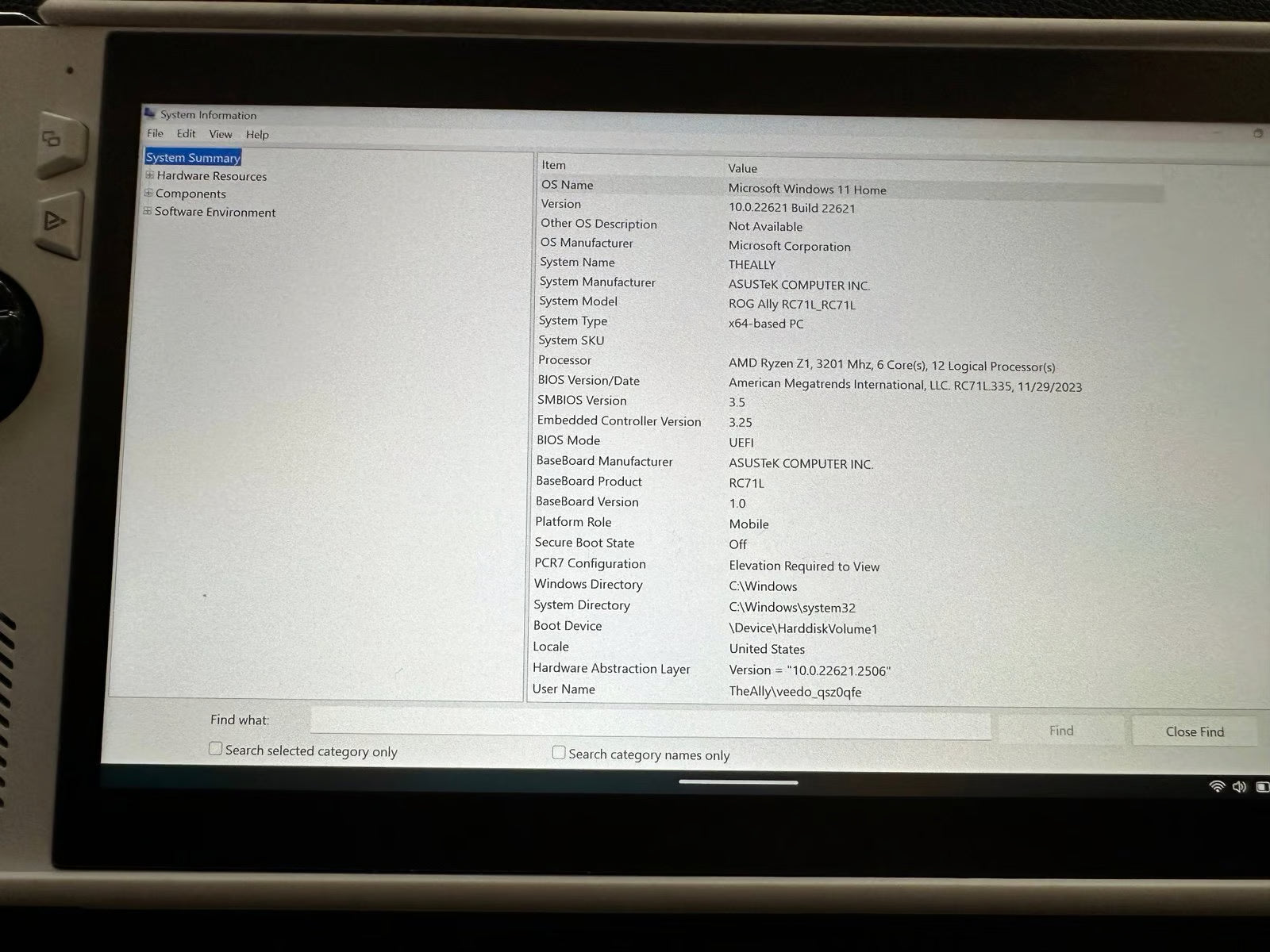 ASUS Rog Ally z1 (Nonextreme) 5O93