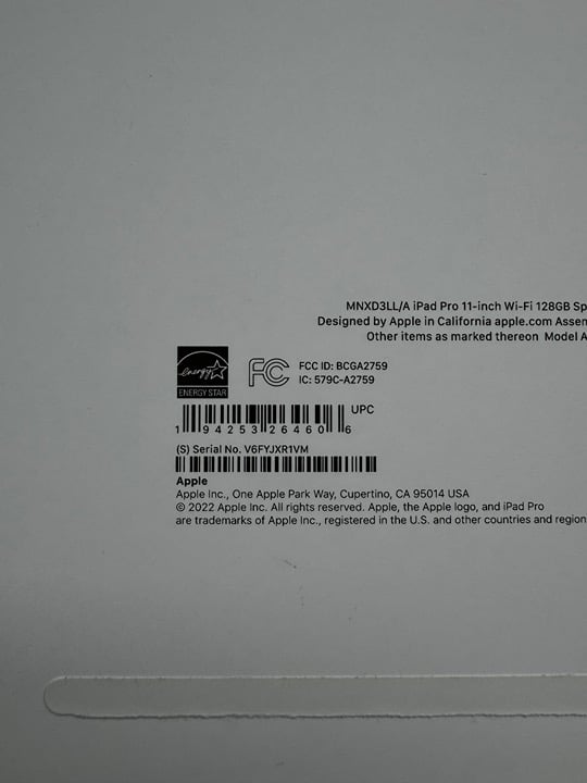 iPad Pro 11-inch 4th Generation (M2) 128GB Space Gray 7D21