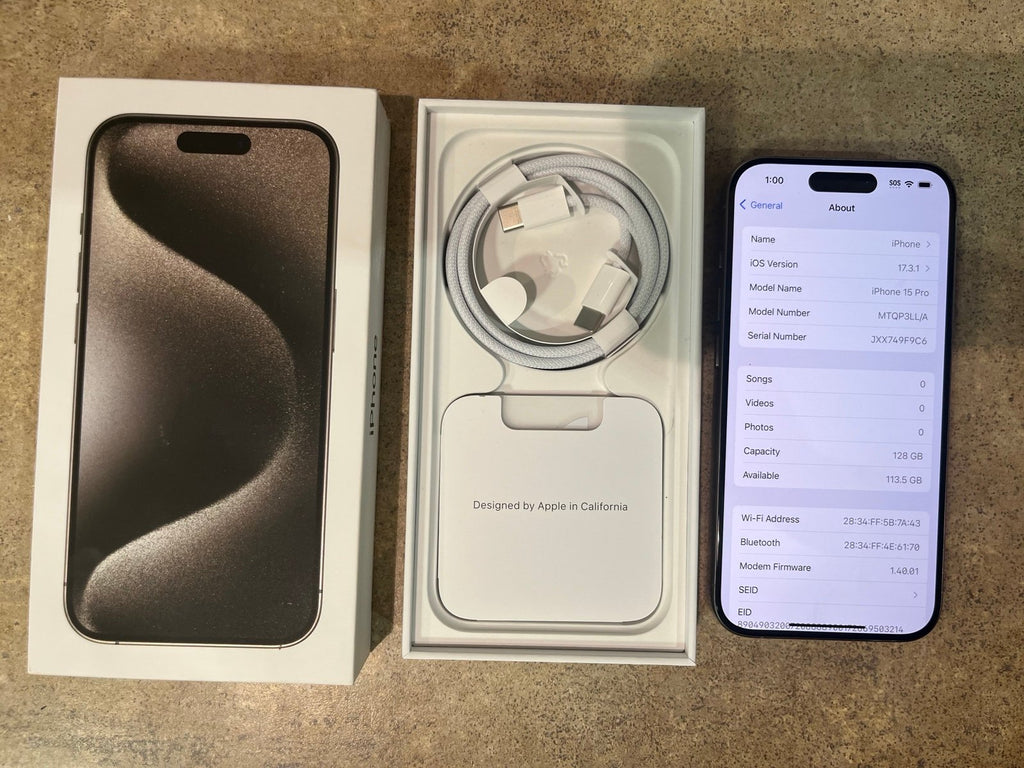 iPhone 15 Pro 128GB AT&T Natural Titanium Like New 7M87