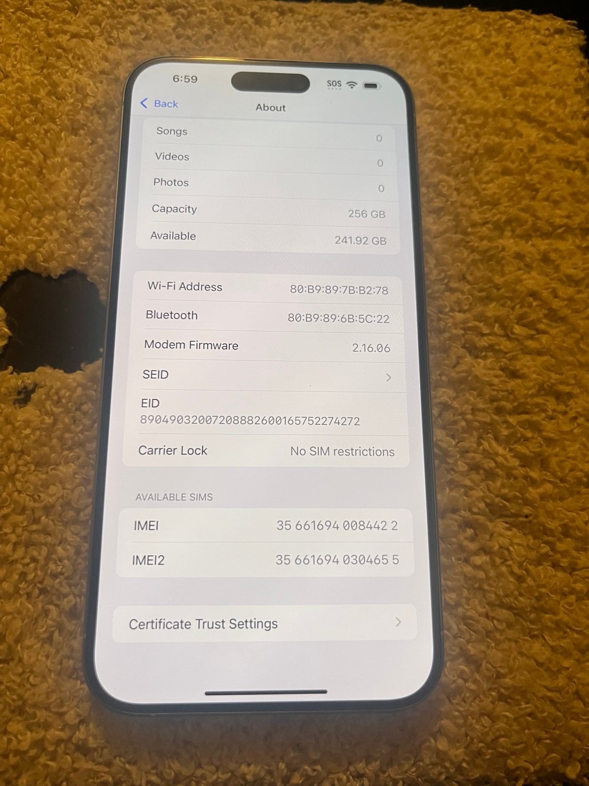 iPhone 15 pro max white 256gb unlocked 2L55