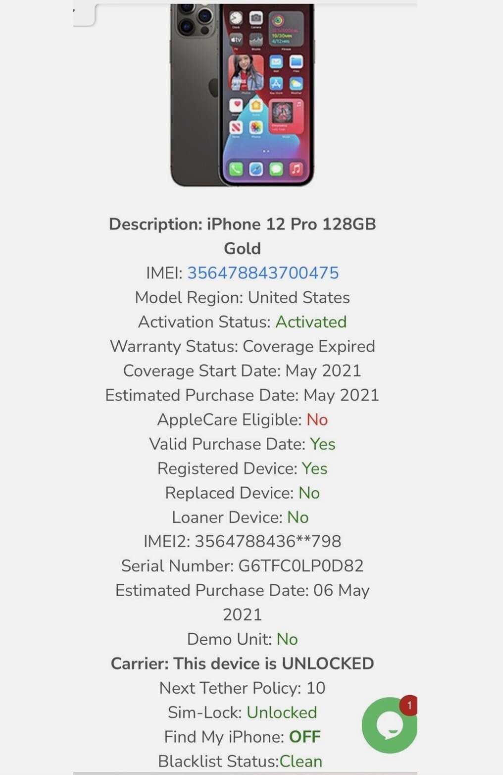 Apple iPhone 12 Pro 128 GB 2G95
