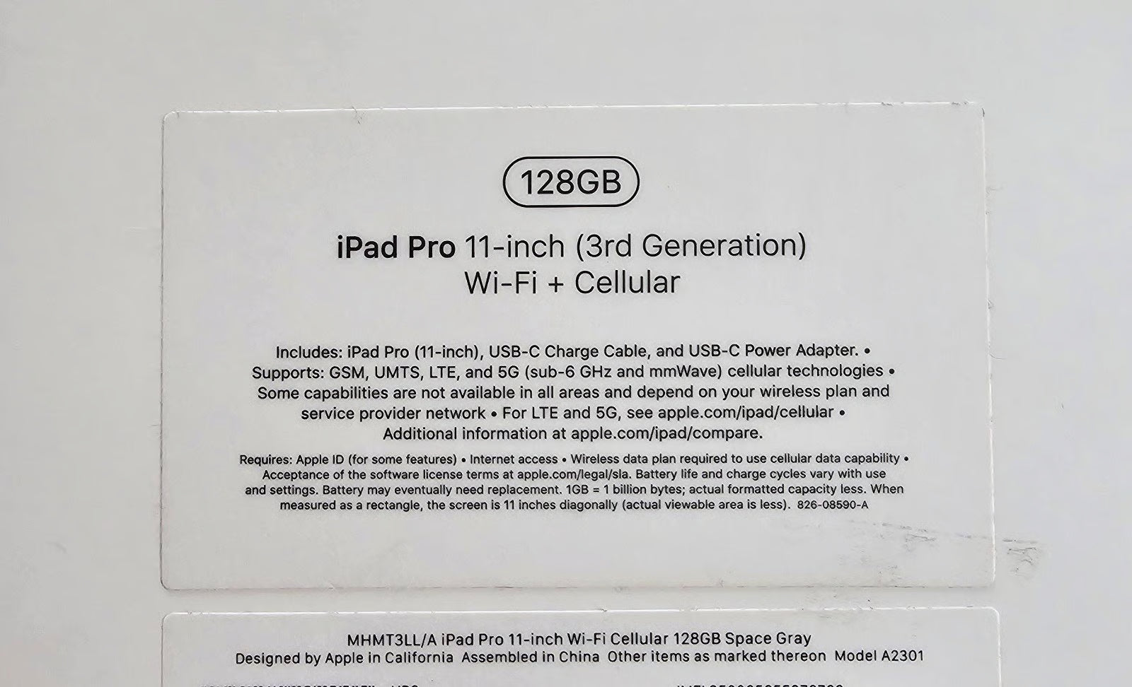 Apple ipad pro 11 inch (3rd gen) 128gb unlocked 3G38