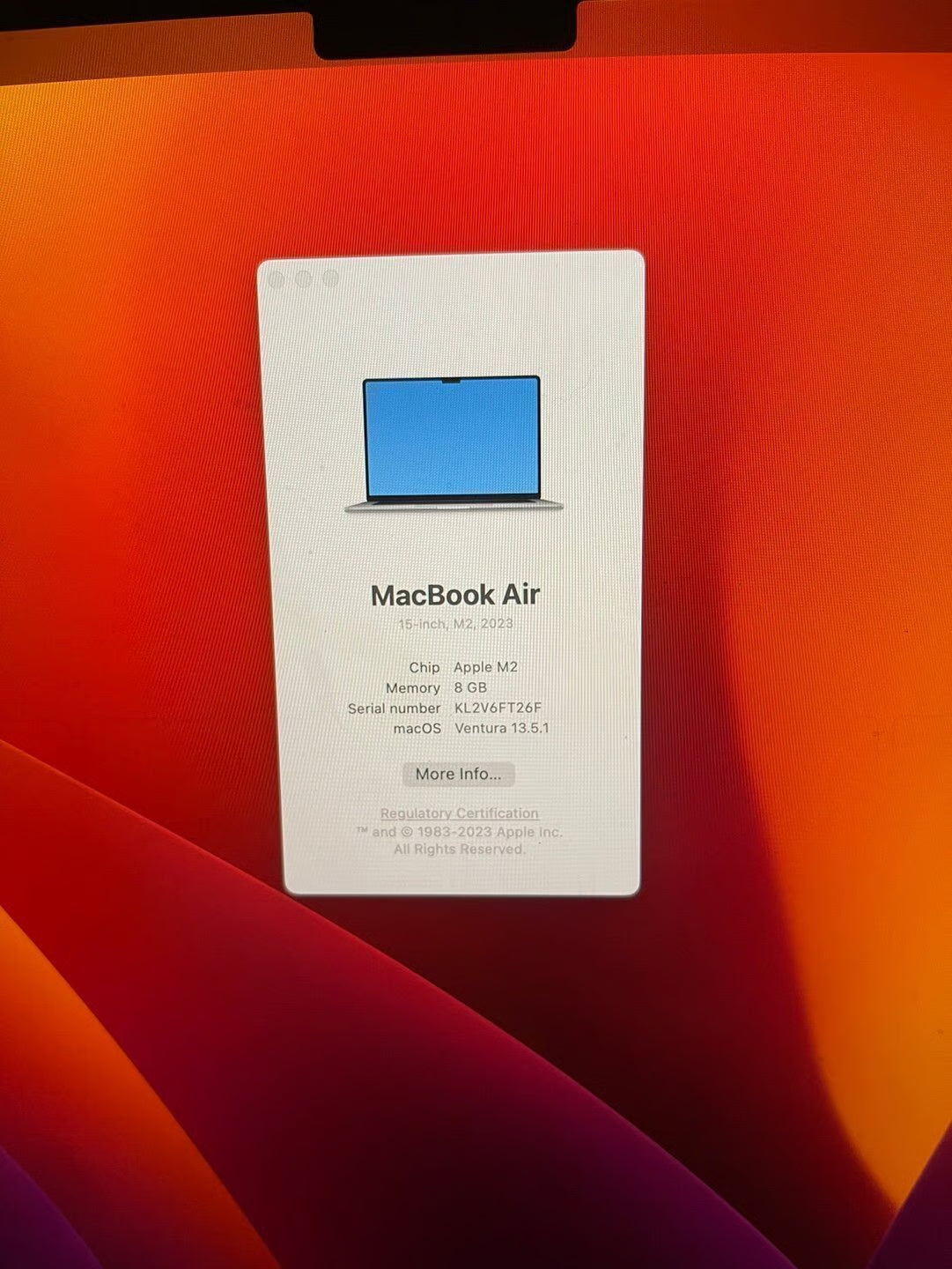 MacBook Air 2023 m2 15 inch 1Y35