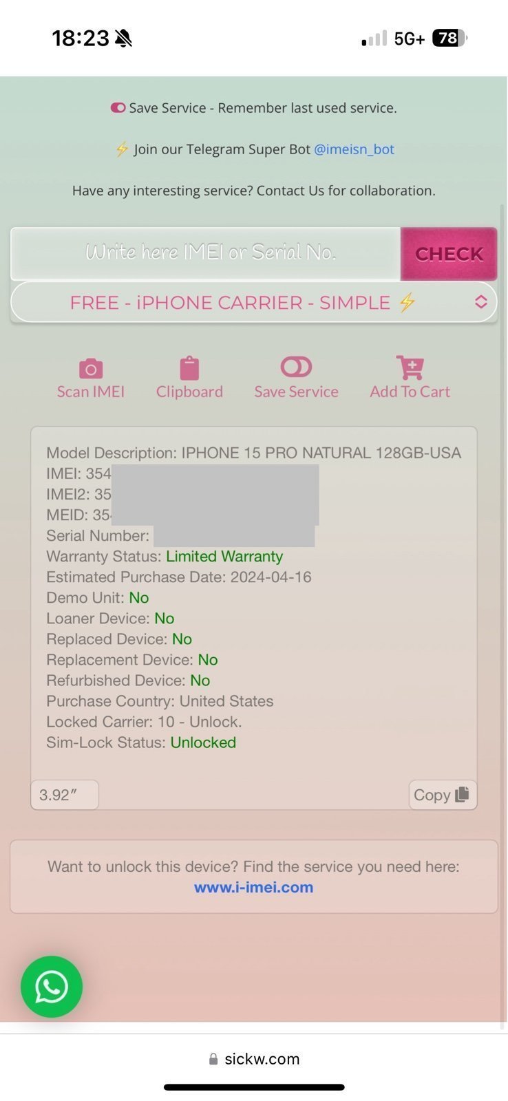 Never opened UNLOCKED iPhone 15 Pro 128GB *OBO* 2P38