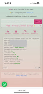 Never opened UNLOCKED iPhone 15 Pro 128GB *OBO* 2P38