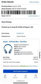 Apple - AirPods Max - Sky Blue THE PRICE IS FIRM 5X82