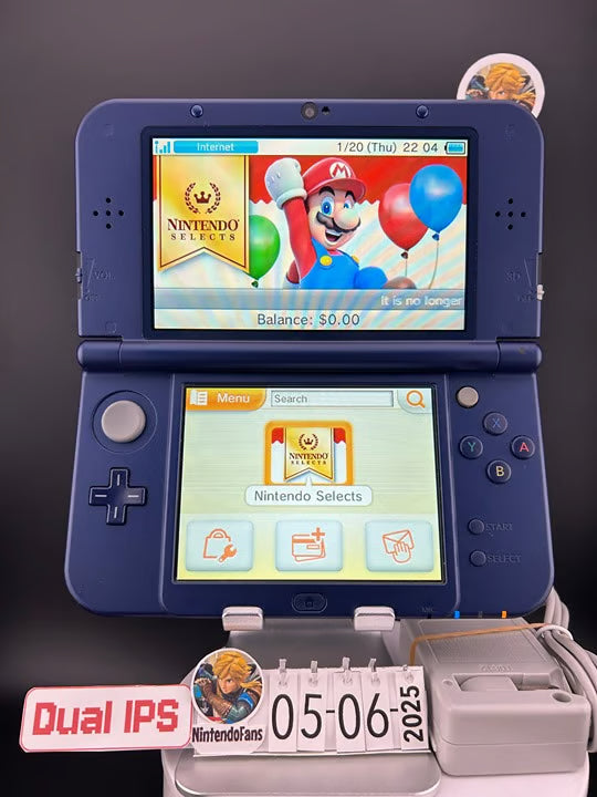 Dual IPS/New 3DS XL Blue w 128GB SD Card/Near Mint/ 6263/ US Seller