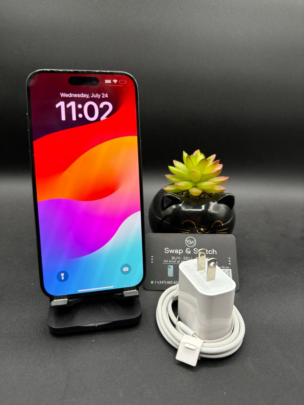 Apple iPhone 15 pro max 256gb Black titanium For  TMobile/sprint/metro 5H53