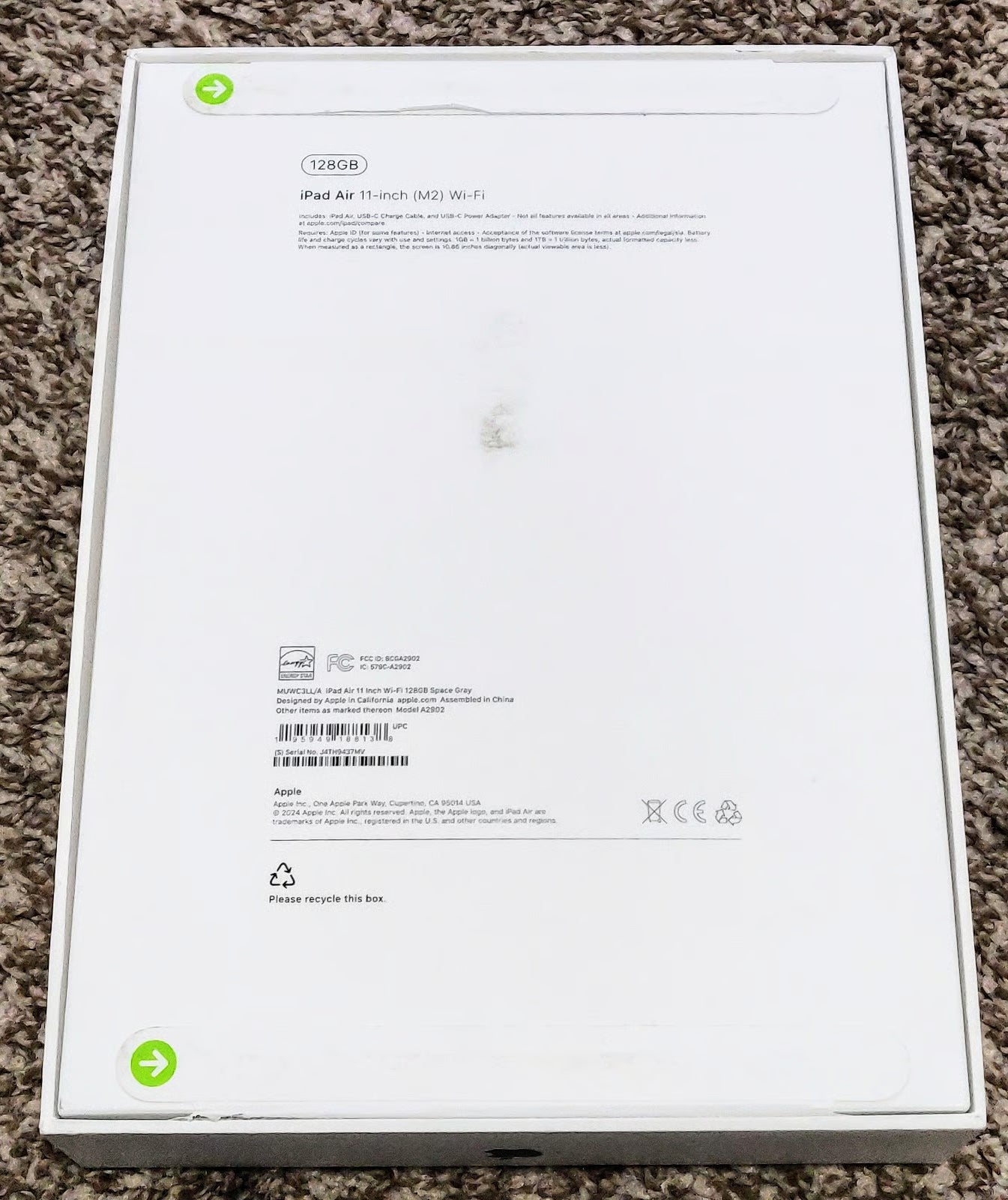 Apple IPad Air 11"" (M2) tablet - Space Grey - WIFI - 128 GB - SEALED 7N98