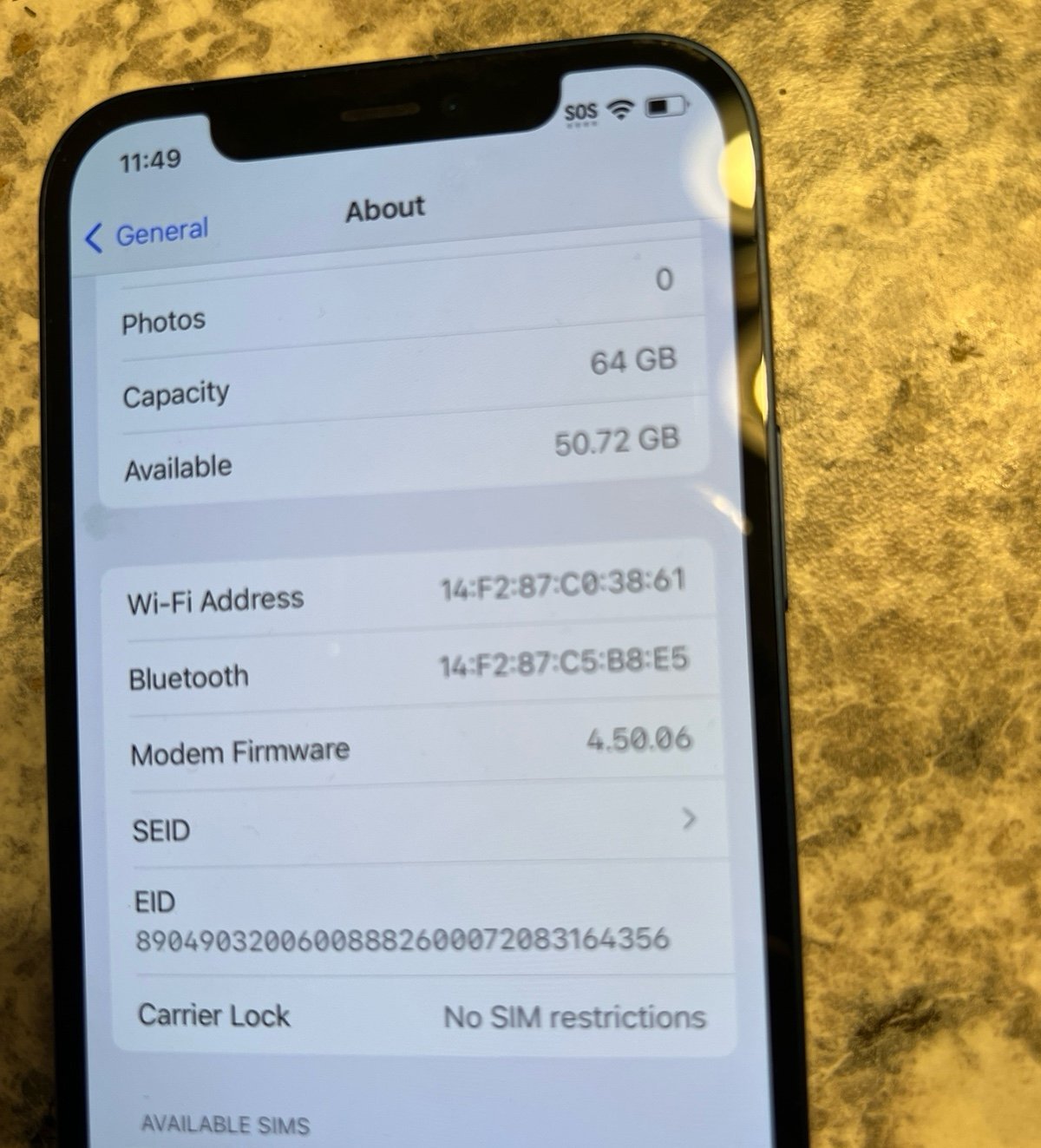 iphone 12 64gb unlocked blue 3Y79