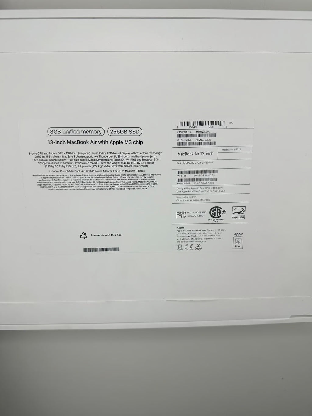 MacBook Air m3 13inch 6P29