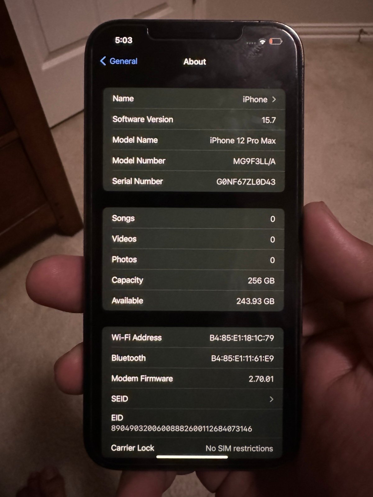 Apple iPhone 12 Pro Max 256GB in Graphite Unlocked 3B97