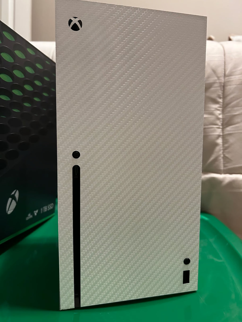 Xbox Series X Console with White Carbon Fiber DBrand Wrap - CIB 5P63