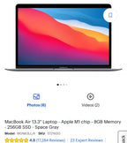 Apple Macbook Air 13in. 256GB SSD 1Y68