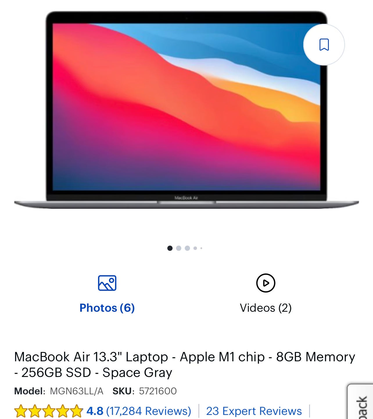 Apple Macbook Air 13in. 256GB SSD 1Y68