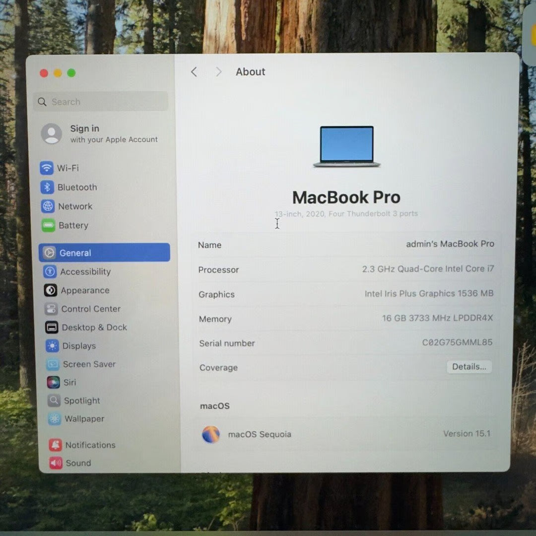 Apple Macbook Pro 2020 13"" 2.3GHz i7 16GB Ram 512GB SSD - 24 Cycles - Great 6Z16