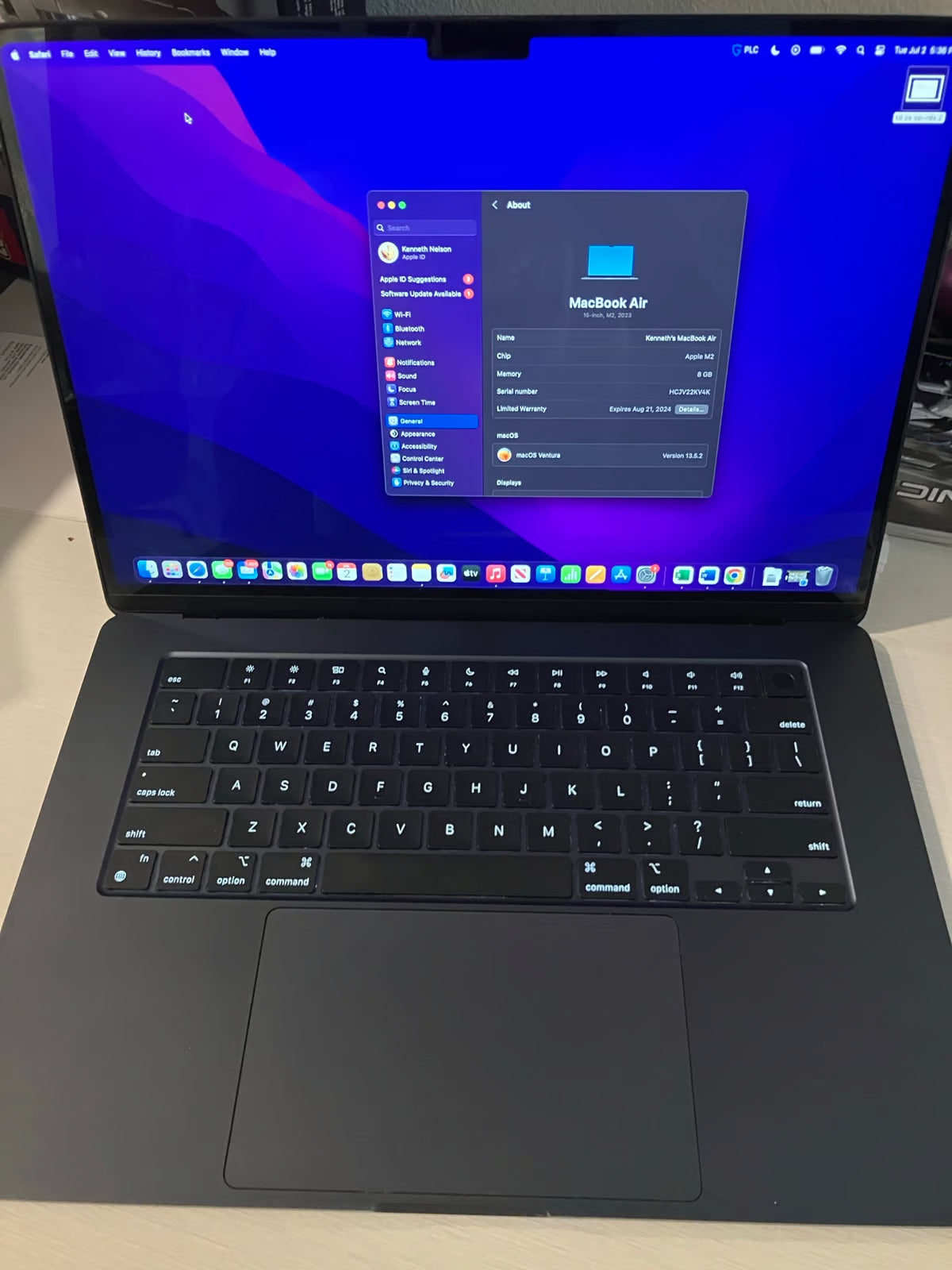 MacBook Air 15鈥?inch M2 250GB 1C16