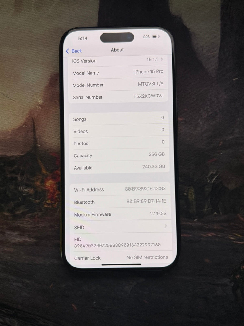 Apple iPhone 15 Pro 256 GB Unlocked 5H85