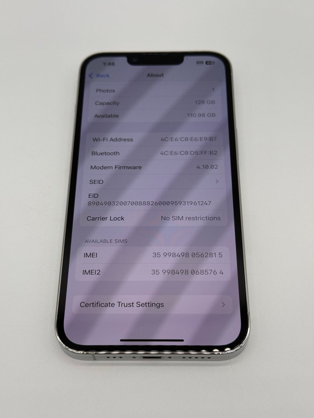 iPhone 13 Pro 128GB Silver -Carrier Unlocked- Clean IMEI Fast Shipping! 8M99