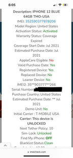 Apple iPhone 12 Blue 64GB Unlocked 2R67